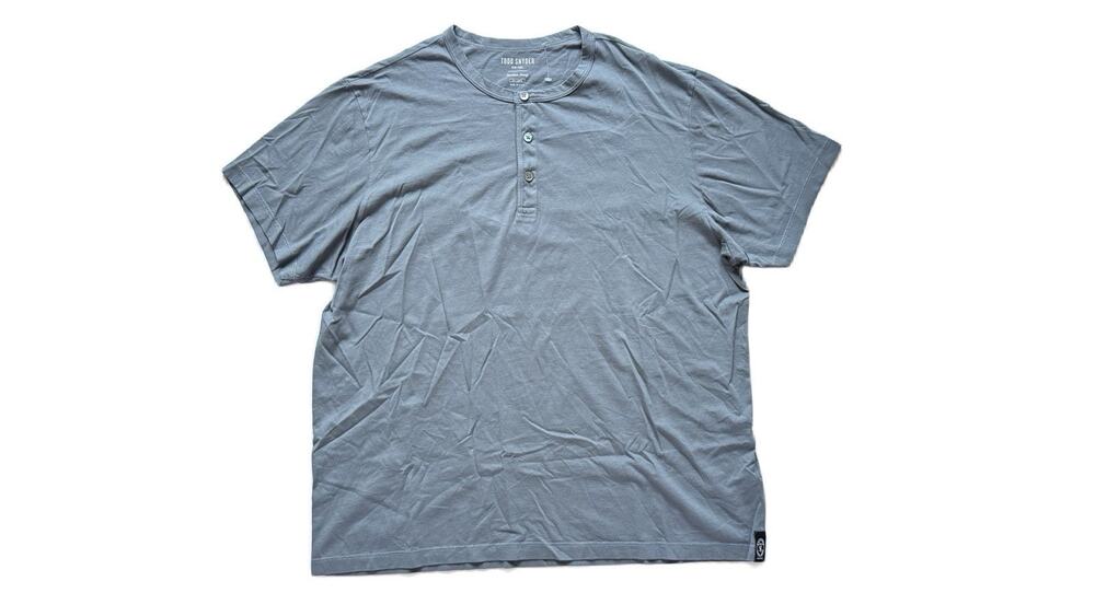 Todd Snyder Short Sleeve Non Slub Henley Shirt Size XXL Blue Metal NWT Made USA